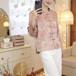 Neo-Chinese Chinese Knot Buttons Jacquard Chinese Style Top