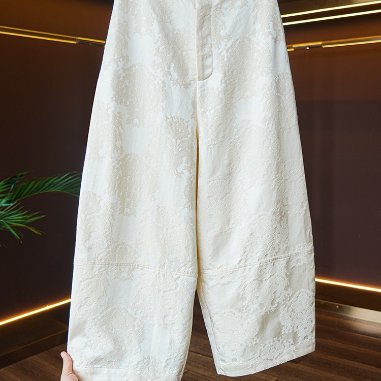 Neo Chinese Jacquard Wide Leg Pants for Women product photo - Zhongguo Hanfu