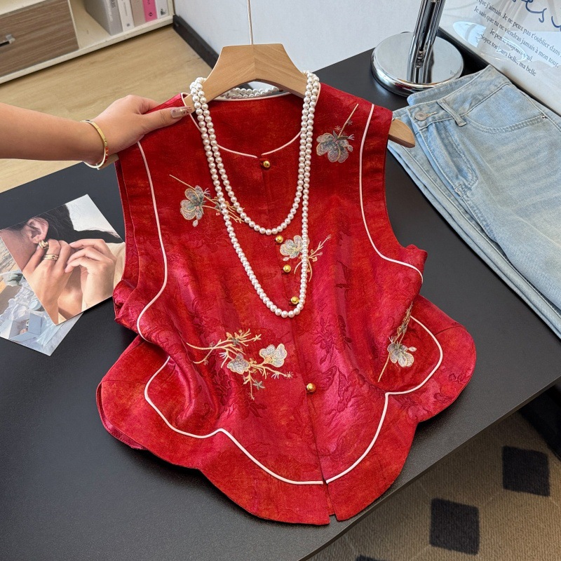 Neo Chinese Jacquard Embroidered Chinese Style Top Blouse for Women product photo - Zhongguo Hanfu