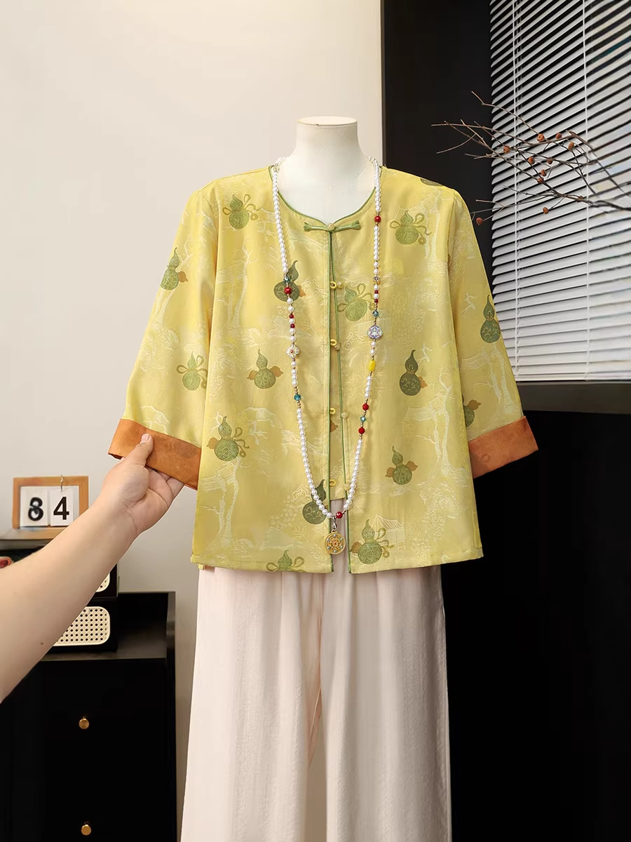 Neo Chinese Knot Buttons Chinese Style Top Blouse for Women product photo - Zhongguo Hanfu
