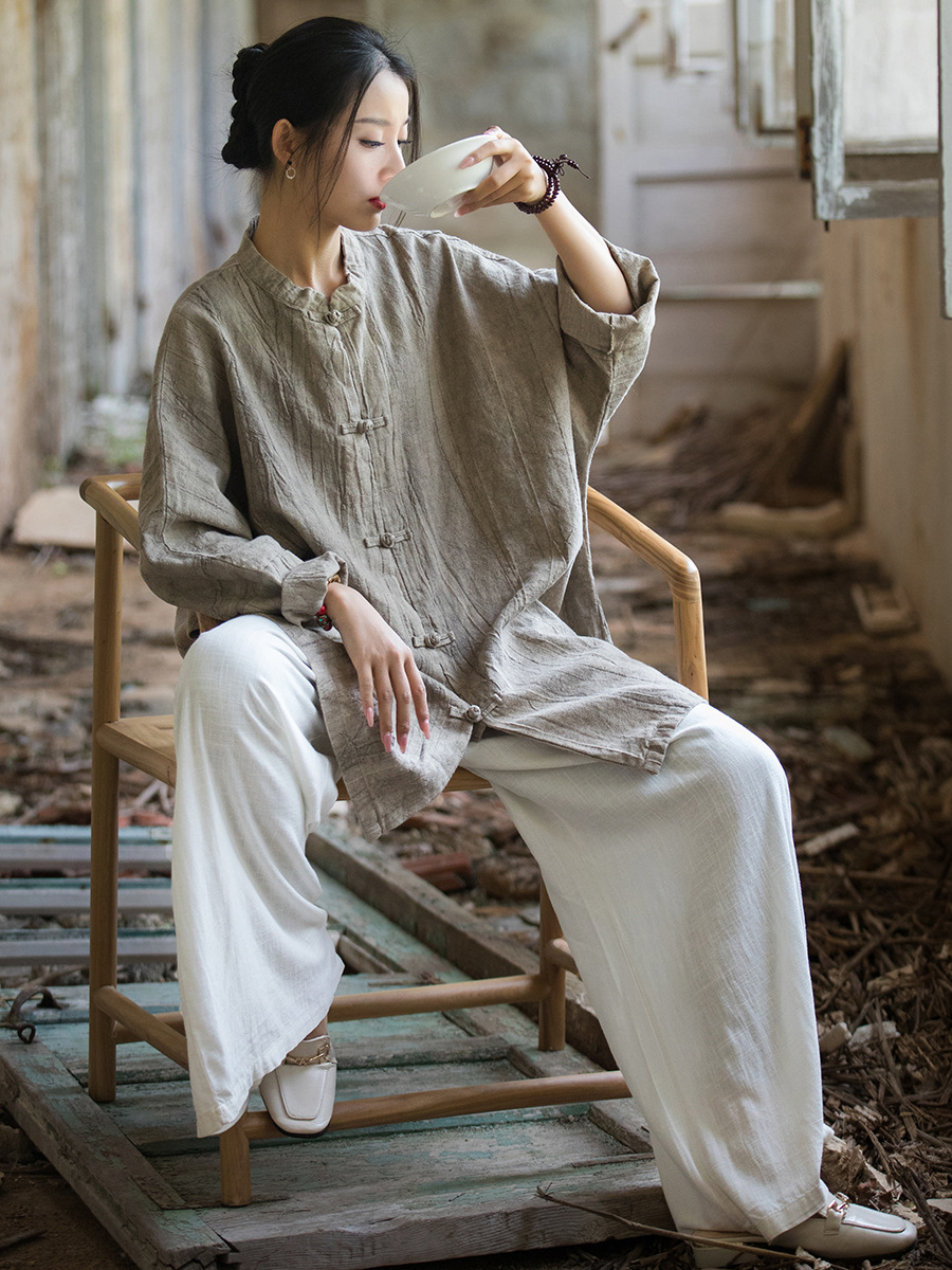 Chinese Knot Buttons Chinese Style Top Blouse for Women product photo - Zhongguo Hanfu