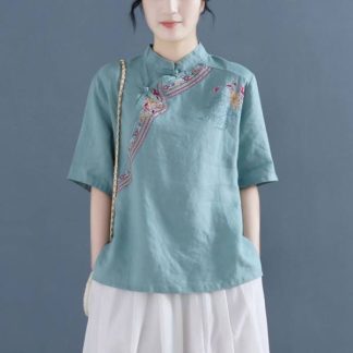 Neo-Chinese Chinese Knot Buttons Embroidered Chinese Style Top 3