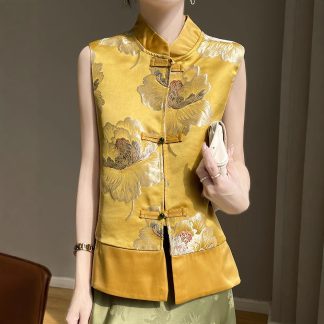 Neo-Chinese Chinese Knot Buttons Jacquard Embroidered Chinese Style Top