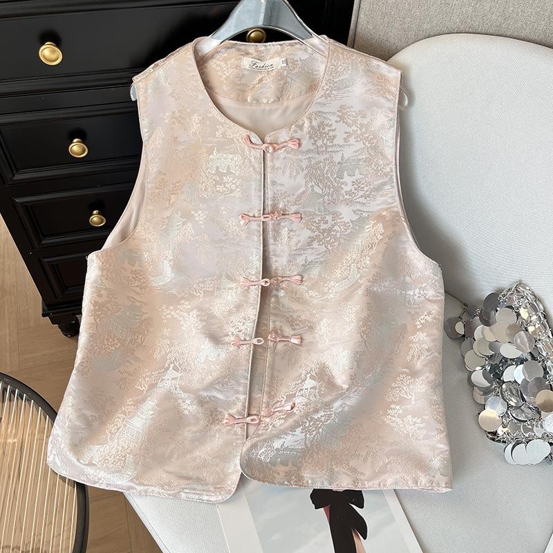 Neo Chinese Knot Buttons Jacquard Chinese Style Top Blouse for Women product photo - Zhongguo Hanfu