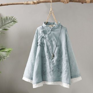 Neo-Chinese Chinese Knot Buttons Embroidered Chinese Style Top 5
