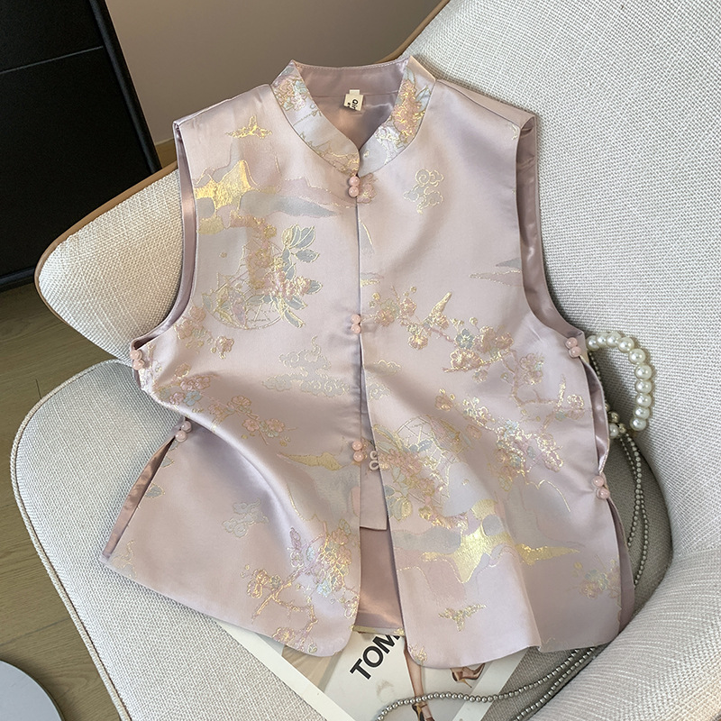 Chinese Knot Buttons Embroidered Chinese Style Top Blouse for Women product photo - Zhongguo Hanfu