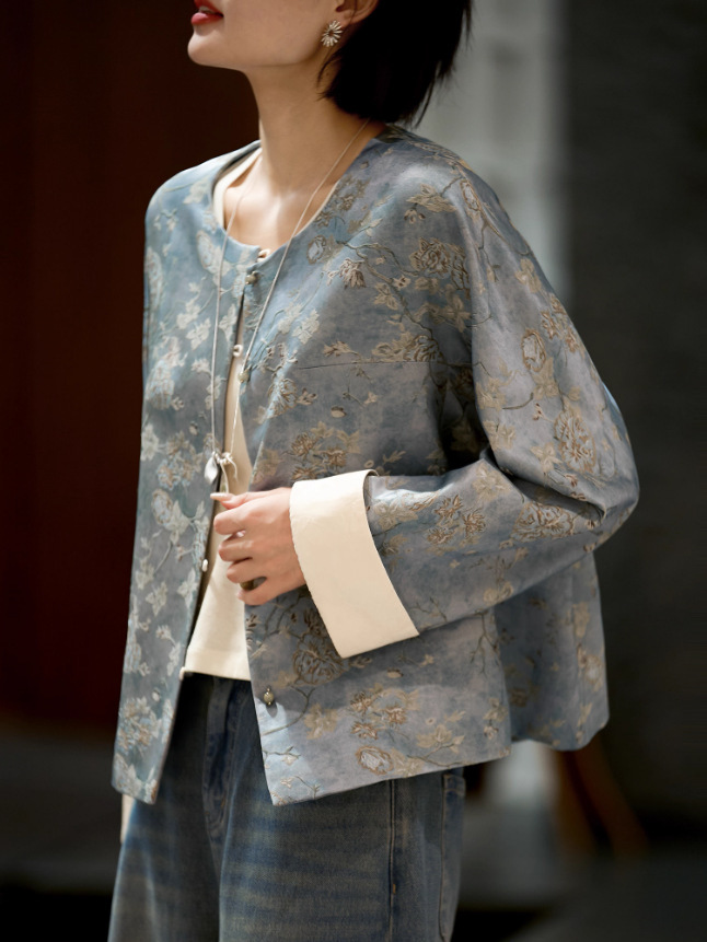 Neo Chinese Jacquard Chinese Style Top Blouse for Women product photo - Zhongguo Hanfu