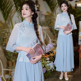 Neo-Chinese Chinese Knot Buttons Embroidered Chinese Style Top 8