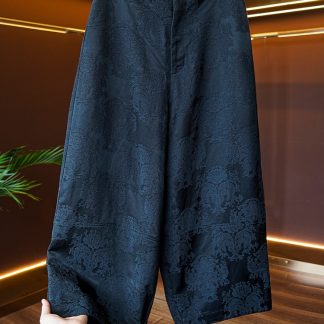 Neo Chinese Jacquard Wide Leg Pants for Women - Style 3 alternate product photo