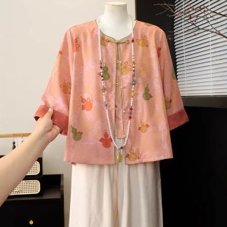 Neo Chinese Knot Button Chinese Style Blouse for Women - Style 2 alternate product photo