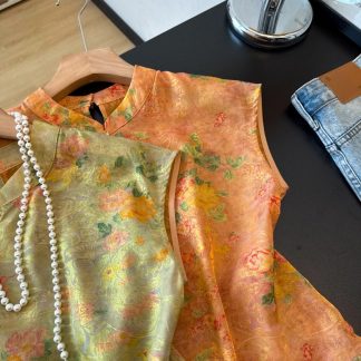 Neo Chinese Knot Button Jacquard Chinese Style Blouse for Women - Style 4 alternate product photo