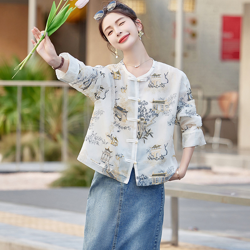 Neo Chinese Embroidered Chinese Style Top Blouse for Women product photo - Zhongguo Hanfu