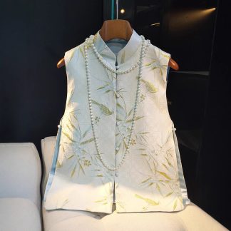 Neo Chinese Knot Button Jacquard Chinese Style Blouse for Women - Style 6 alternate product photo