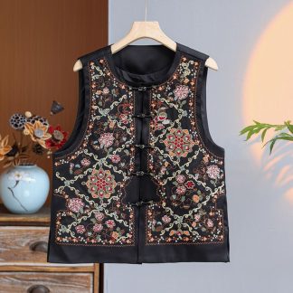 Neo Chinese Knot Button Jacquard Embroidered Chinese Style Blouse for Women - Style 2 alternate product photo