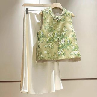 Neo Chinese Knot Button Jacquard Chinese Style Blouse for Women - Style 8 alternate product photo