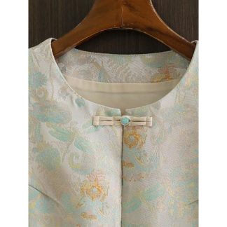 Neo Chinese Knot Button Jacquard Chinese Style Blouse for Women - Style 9 alternate product photo