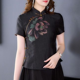 Neo Chinese Knot Button Chinese Style Blouse for Women - Style 6 alternate product photo