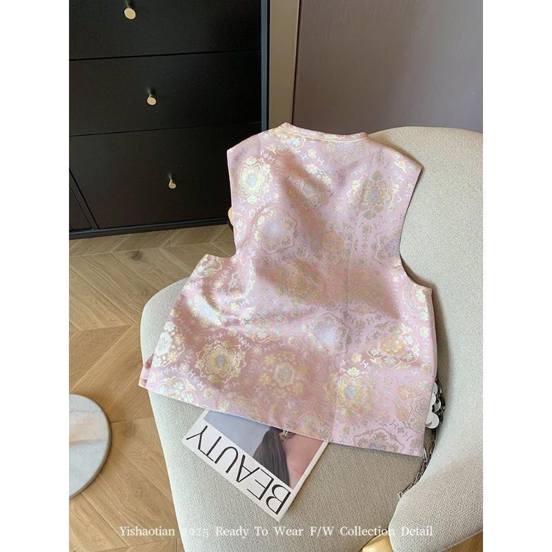 Neo Chinese Knot Buttons Jacquard Chinese Style Top Blouse for Women product photo - Zhongguo Hanfu
