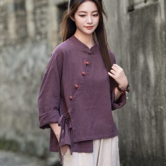 Neo Chinese Knot Button Chinese Style Blouse for Women - Style 12 alternate product photo