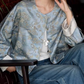 Neo Chinese Jacquard Chinese Style Blouse for Women - Style 12 alternate product photo