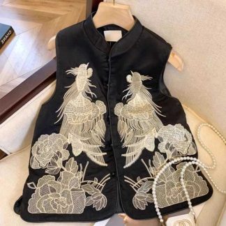 Neo Chinese Knot Button Embroidered Chinese Style Blouse for Women - Style 7 alternate product photo