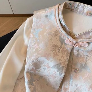 Neo Chinese Knot Button Jacquard Tang Suit Jacket for Women - Style 2 alternate product photo