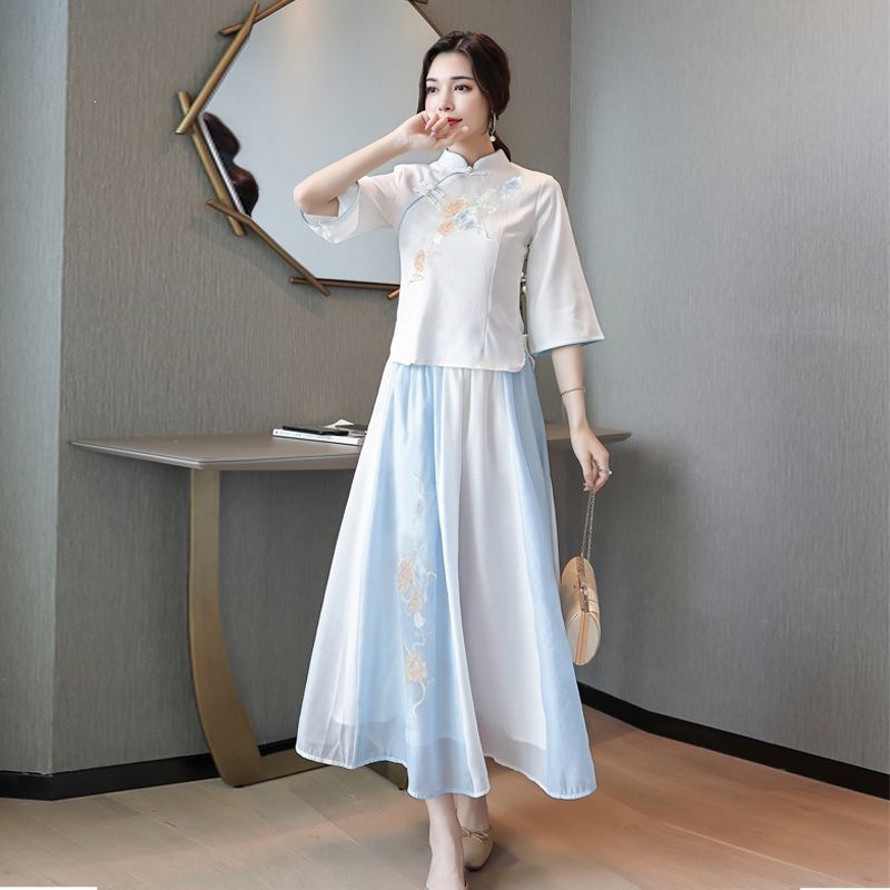 Neo Chinese Embroidered Chinese Style Set Outfit Set for Women product photo - Zhongguo Hanfu