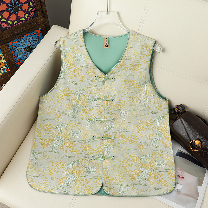 Neo Chinese Knot Buttons Jacquard Chinese Style Top Blouse for Women product photo - Zhongguo Hanfu