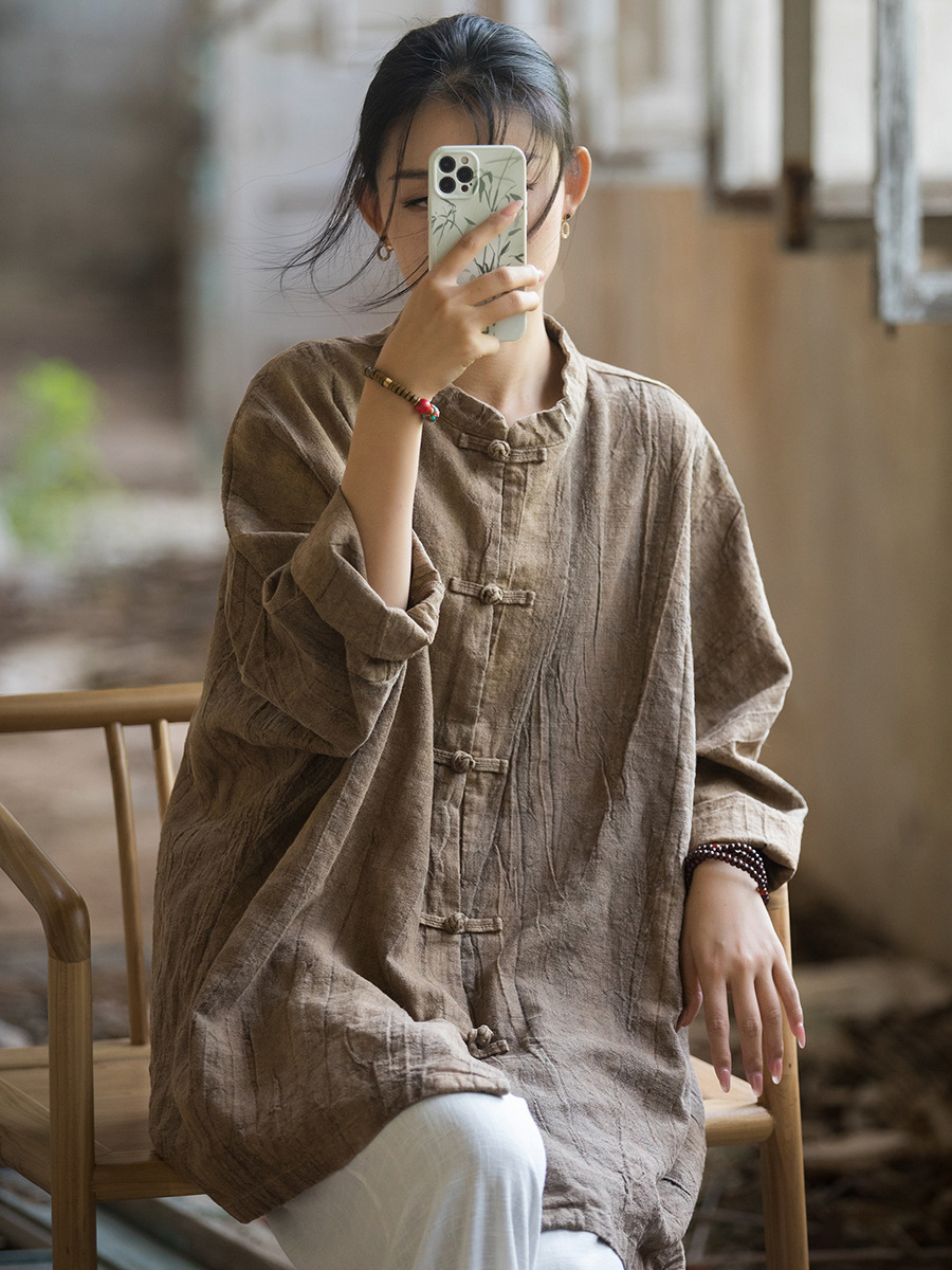 Chinese Knot Buttons Chinese Style Top Blouse for Women product photo - Zhongguo Hanfu