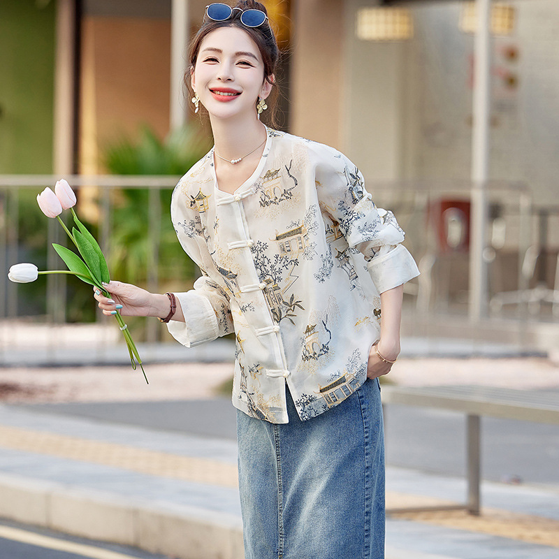 Neo Chinese Embroidered Chinese Style Top Blouse for Women product photo - Zhongguo Hanfu
