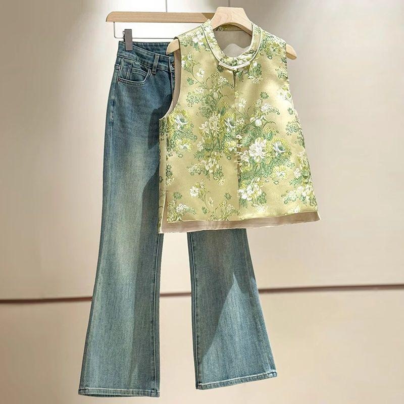 Neo Chinese Knot Buttons Jacquard Chinese Style Top Blouse for Women product photo - Zhongguo Hanfu