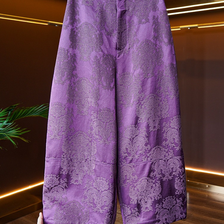 Neo Chinese Jacquard Wide Leg Pants for Women product photo - Zhongguo Hanfu