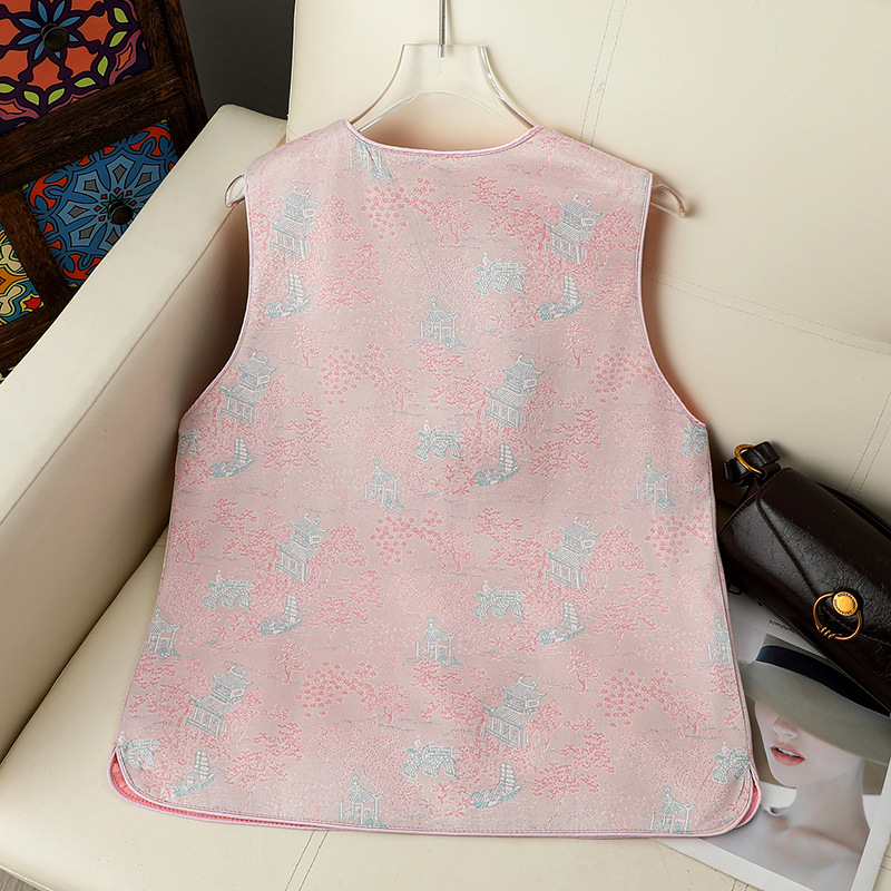 Neo Chinese Knot Buttons Jacquard Chinese Style Top Blouse for Women product photo - Zhongguo Hanfu