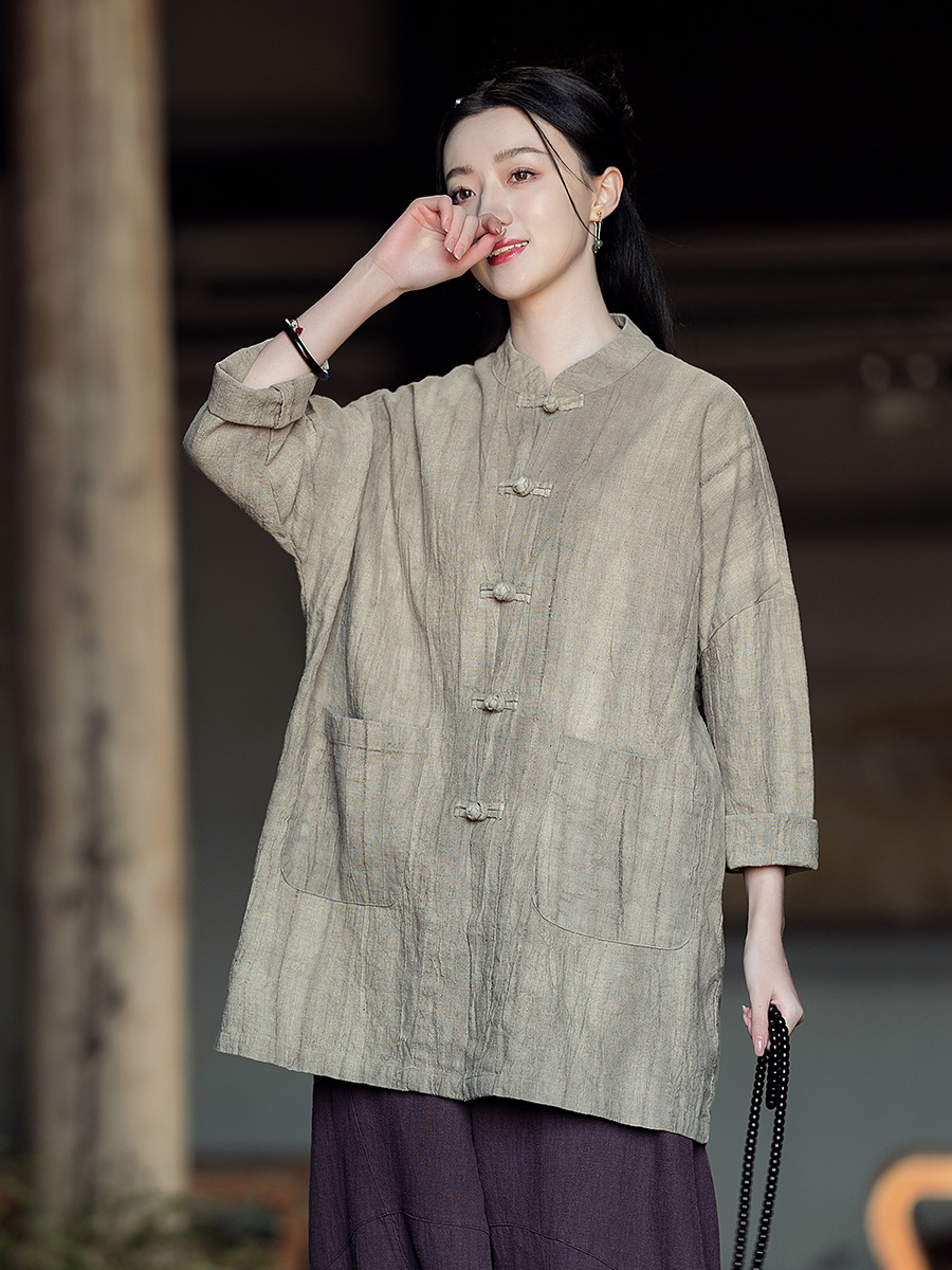 Neo Chinese Knot Buttons Chinese Style Top Blouse for Women product photo - Zhongguo Hanfu