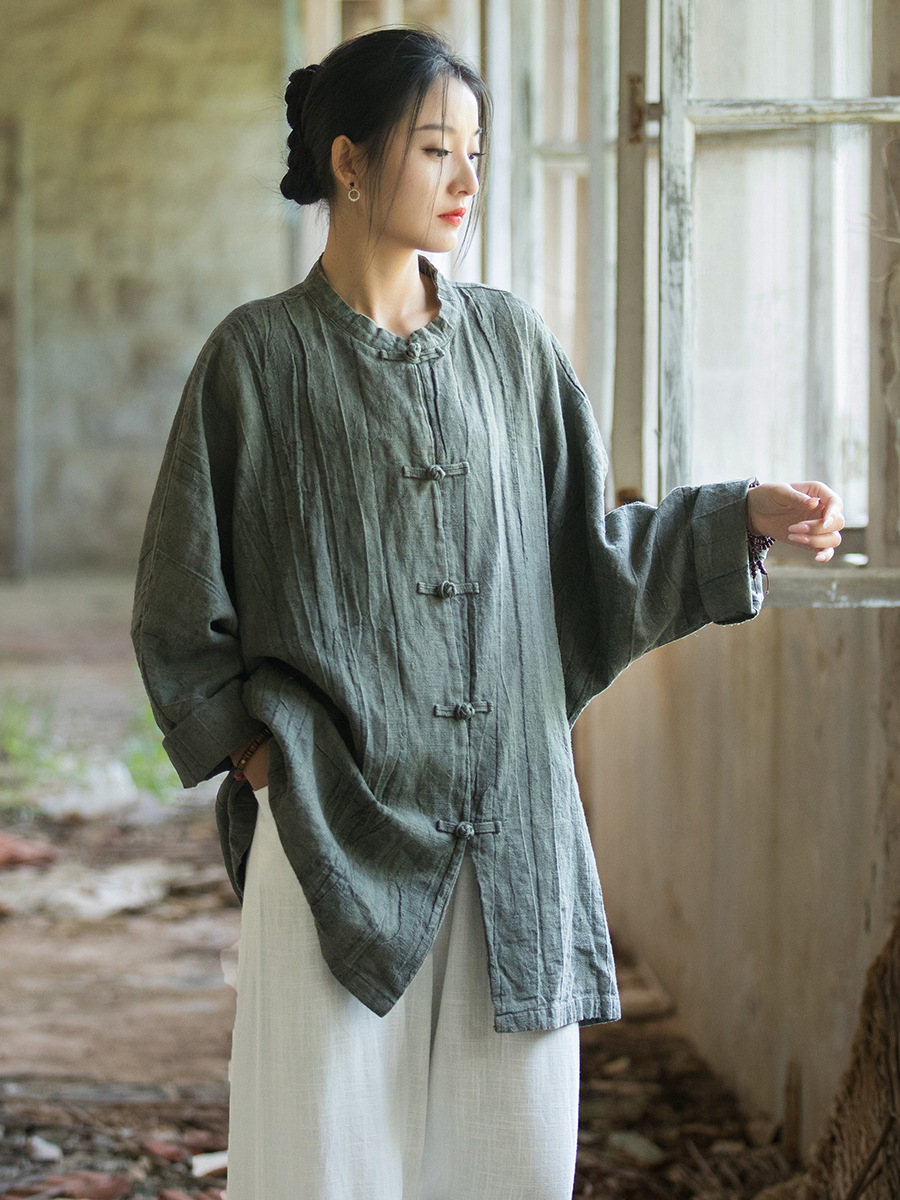 Chinese Knot Buttons Chinese Style Top Blouse for Women product photo - Zhongguo Hanfu
