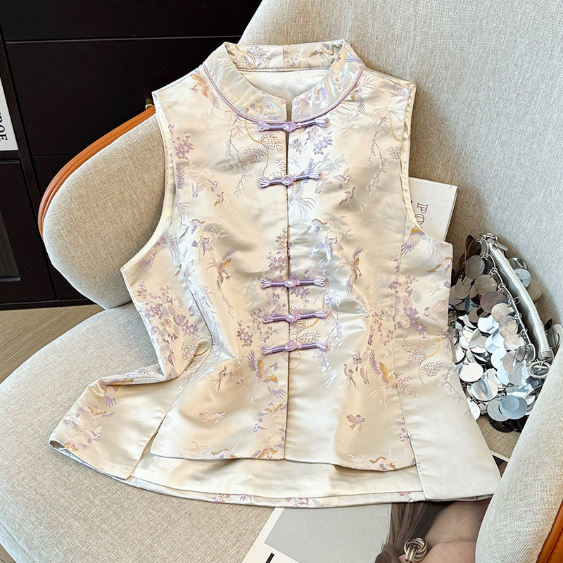 Chinese Knot Buttons Embroidered Chinese Style Top Blouse for Women product photo - Zhongguo Hanfu