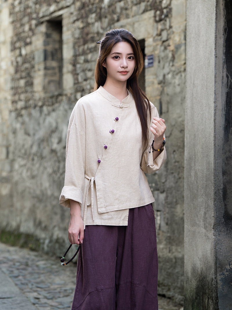 Neo Chinese Knot Buttons Chinese Style Top Blouse for Women product photo - Zhongguo Hanfu