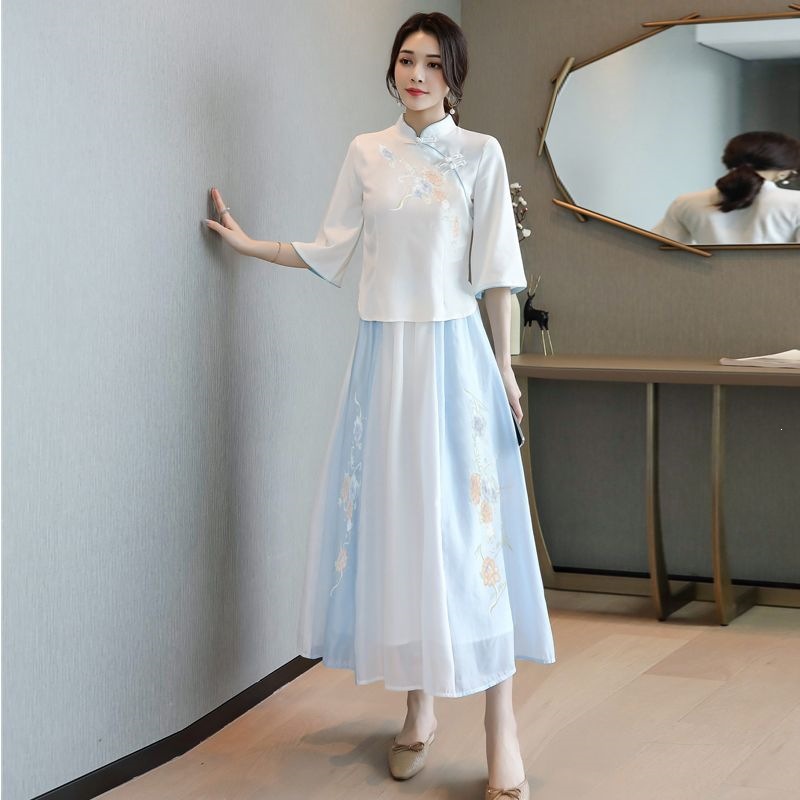 Neo Chinese Embroidered Chinese Style Set Outfit Set for Women product photo - Zhongguo Hanfu