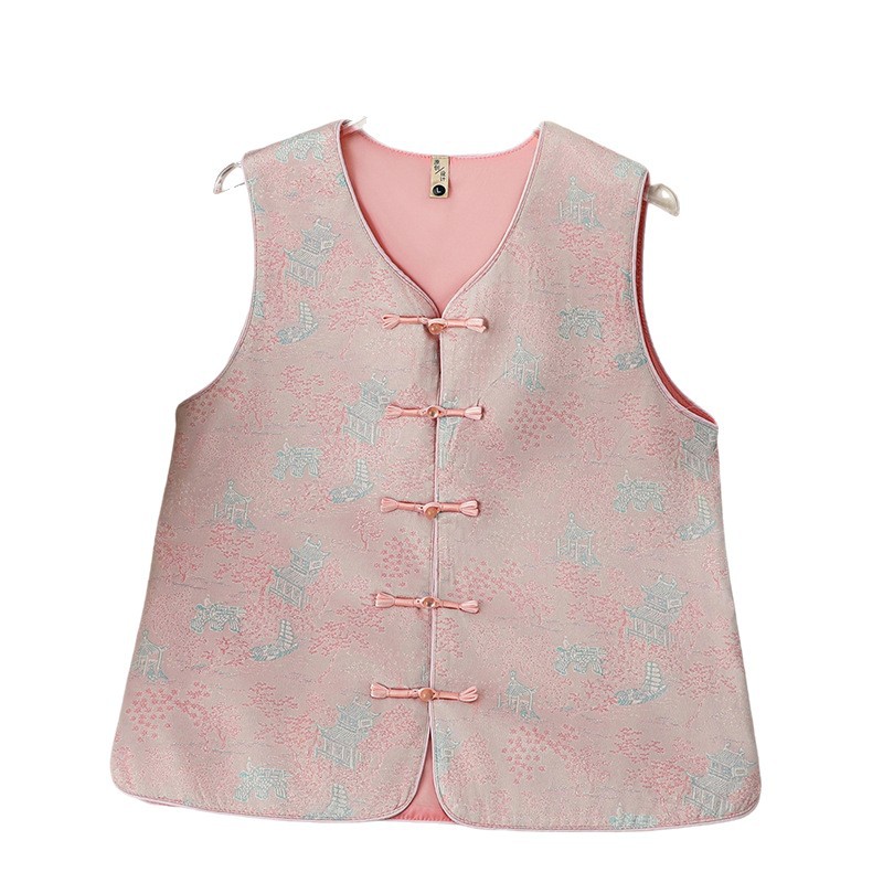 Neo Chinese Knot Buttons Jacquard Chinese Style Top Blouse for Women product photo - Zhongguo Hanfu