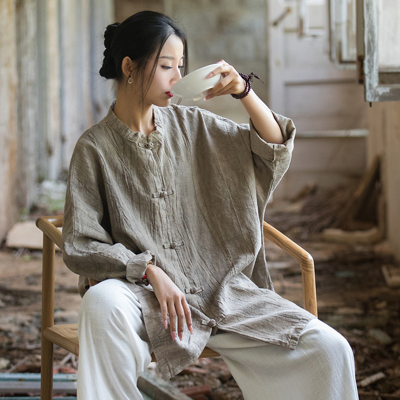 Chinese Knot Buttons Chinese Style Top Blouse for Women product photo - Zhongguo Hanfu
