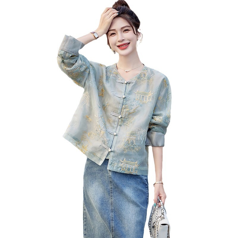 Neo Chinese Embroidered Chinese Style Top Blouse for Women product photo - Zhongguo Hanfu