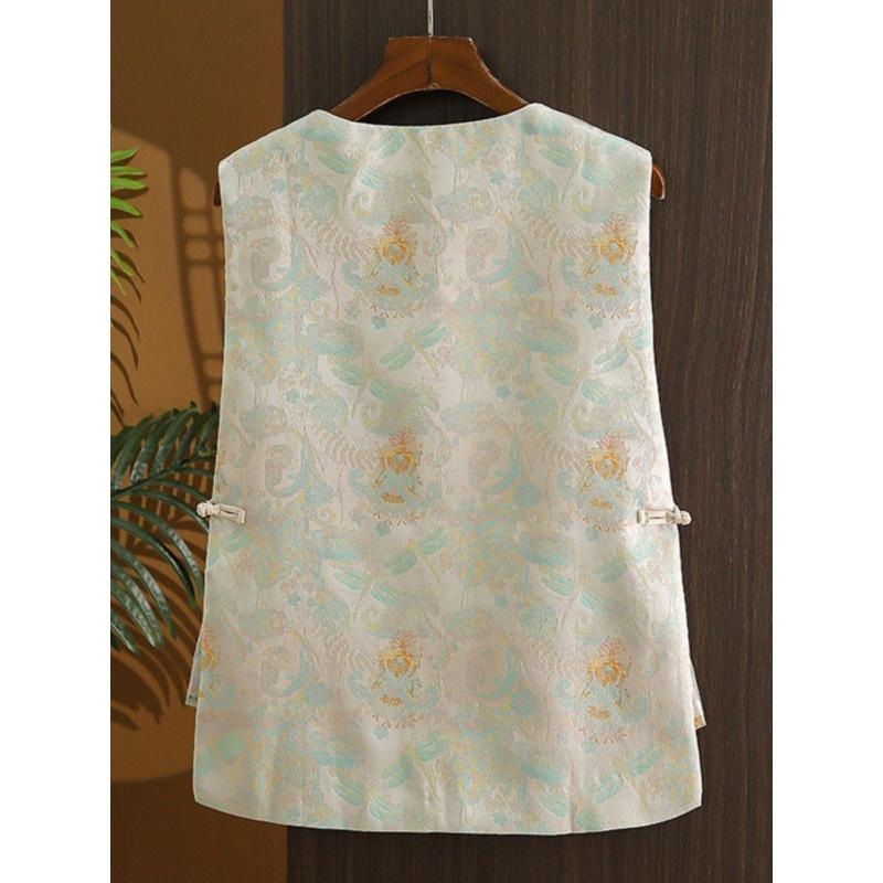 Neo Chinese Knot Buttons Jacquard Chinese Style Top Blouse for Women product photo - Zhongguo Hanfu