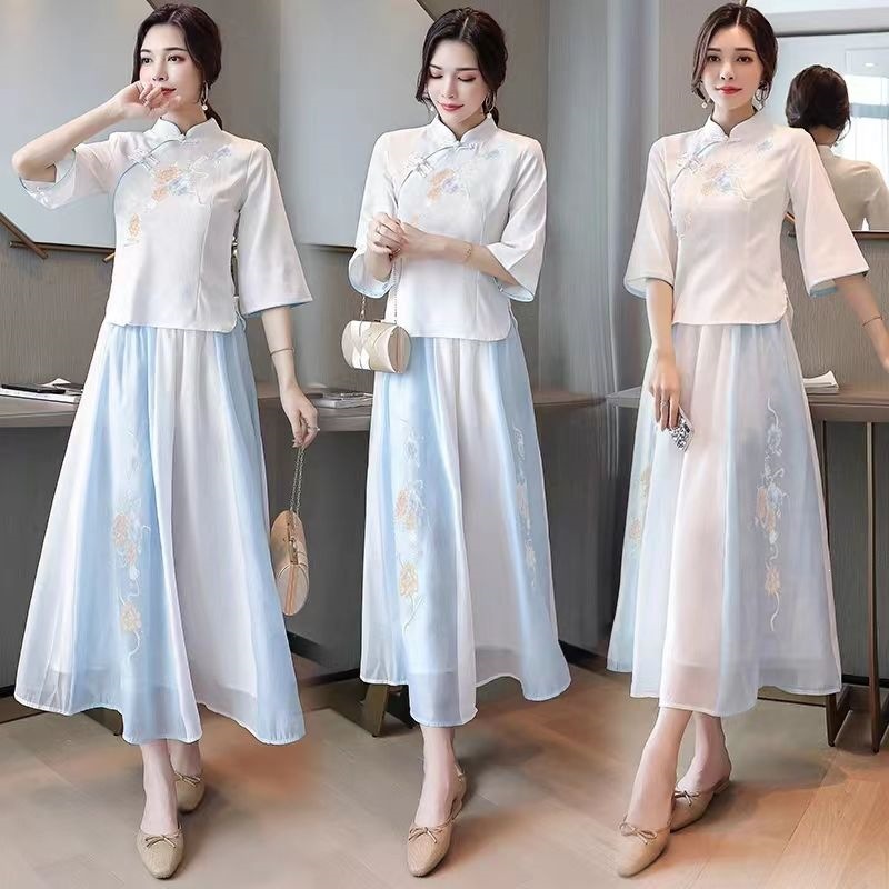 Neo Chinese Embroidered Chinese Style Set Outfit Set for Women product photo - Zhongguo Hanfu